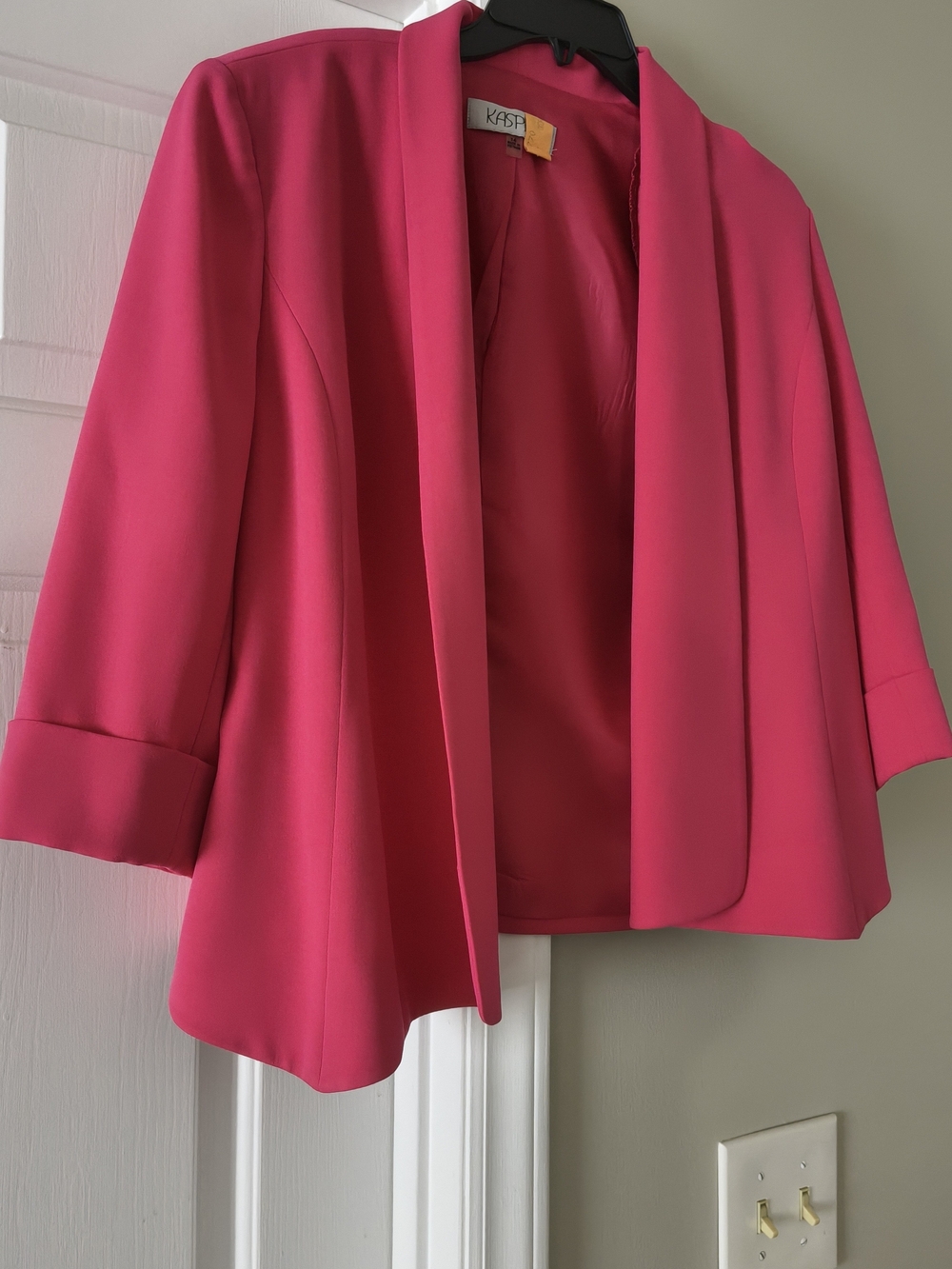 Kasper Hot Pink Open-Front Draped Blazer